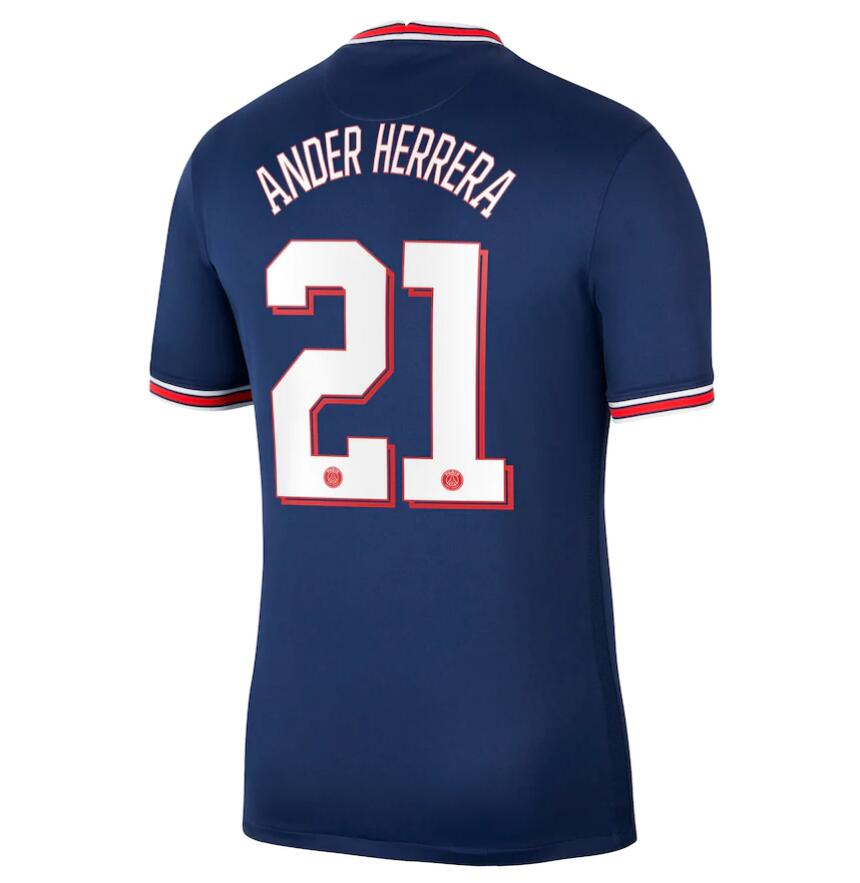 2021/22 Maillot PSG Domicile Cup Home Kit Soccer Jersey Ander Herrera 21 printing